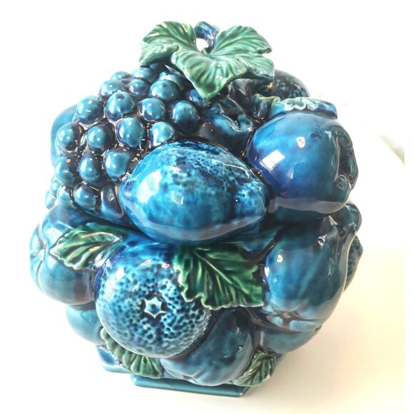 Vintage Inarco Mood Indigo Blue Cookie Jar with Lid | Canistar | 1960s | Footed - Picture 1 of 10